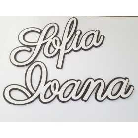 L1263-Nume din mdf alb si negru in 2 straturi pentru decoratiuni 30cm