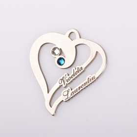 S0011 Pandant inimioara din argint personalizabila cu 2 nume 22x20mm 0.6mm