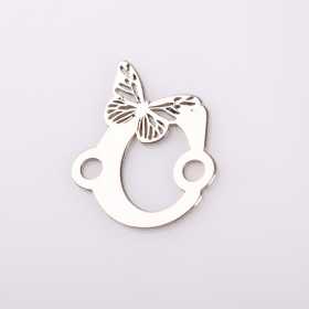 E2064 Initiale din argint cu fluturas de 16mm inaltime pentru bratara