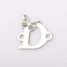 E2064 Initiale din argint cu fluturas de 16mm inaltime pentru bratara
