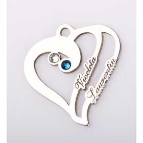 S0011 Pandant inimioara din argint personalizabila cu 2 nume 22x20mm 0.6mm