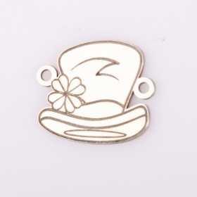E2066 G Link din argint martisor palarie cu floricica 12x14.5mm 0.5mm 1 buc