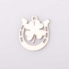 Martisor pandant potcoava cu trifoi din argint