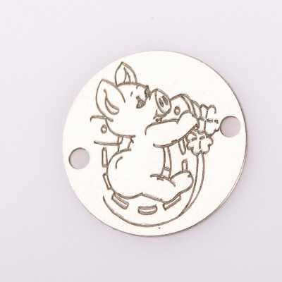 E2075 GS Link din argint martisor banut de 12mm porcusor cu potcoava 0.3mm