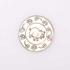 E2076 G Link din argint martisor banut de 12mm porcusor cu trifoi si cipercute 0.3mm