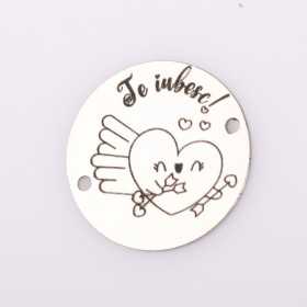 Link rotund argint inimioara cupidon Te iubesc