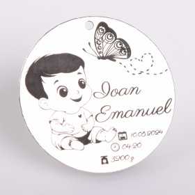 Pandant argint pentru botez cu fluturas pentru baietei