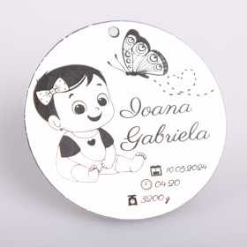 Pandant argint pentru botez cu fluturas pentru fetite