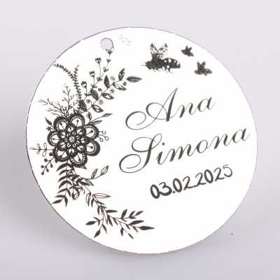 S0016-G Pandant argint pentru botez cu motiv floral 22mm