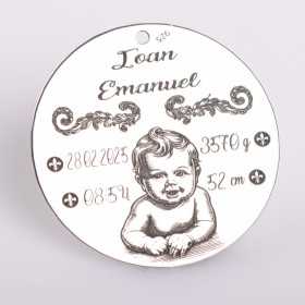 Pandant argint pentru botez cu bebelus