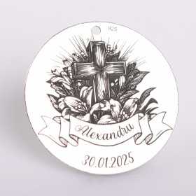 Pandant argint cu cruce nume si data