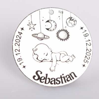 S0022-G Pandant argint pentru taiere mot cu astre 22mm