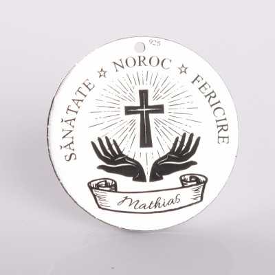 Pandant argint pentru botez Sanatate Noroc Fericire