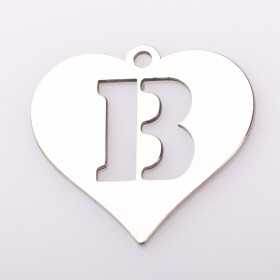 E0211 N Pandant initiale din argint decupate din inima 16x16mm 0.5mm