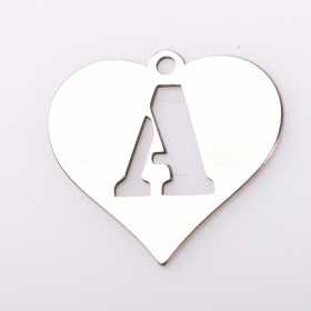Pandant initiale din argint decupate din inima
