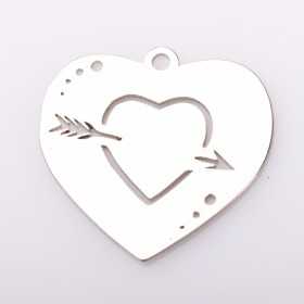 Pandant din argint inimioara cupidon