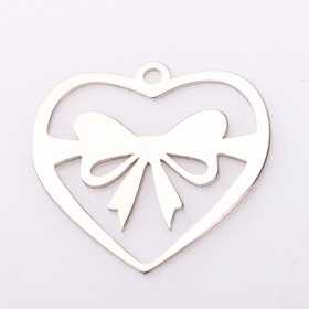 E0290 N Pandant din argint inimioara cu fundita decupata 17x16.5mm 0.5mm