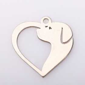 E0544 N Pandant din argint inimioara dog lovers 15.5x15mm 0.5mm