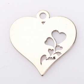 E2004 Pandant din argint inimioara decupata 16mm 0.5mm 1 buc