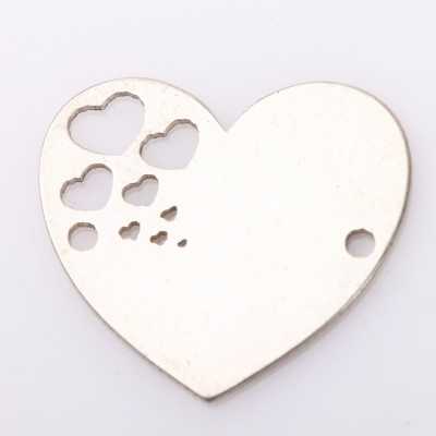 E2063 Link din argint inimioara decupata cu inimioare 15.5mm x 16mm 0.5mm 1 buc