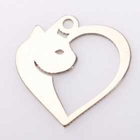 E1140 N Pandant din argint inimioara cat lovers 15.5x15mm 0.5mm