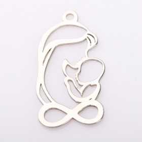 E2098 N Pandant din argint mama cu bebe infinit 23.5x12mm 0.6mm
