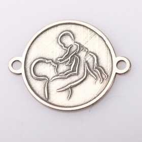 E2103 G Link din argint cu bucle gravat in relief tata cu bebe 13mm 0.5mm