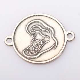 E2105 G Link din argint cu bucle gravat in relief mama cu bebe 13mm 0.5mm