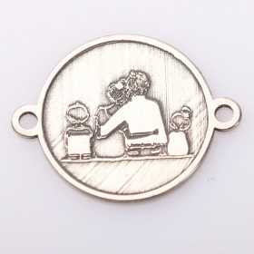 E2106 G Link din argint cu bucle gravat in relief familie cu fetita si baietel 13mm 0.5mm