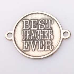 E2112 G Link din argint cu bucle gravat in relief Best Teacher Ever 13mm 0.5mm