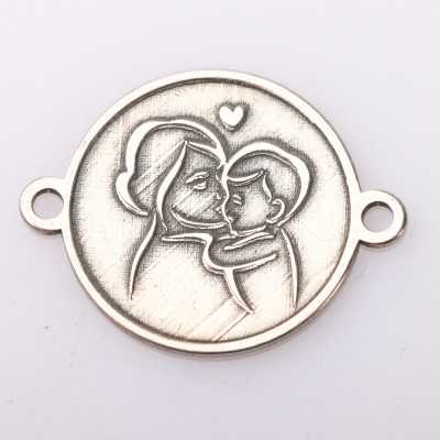 E2113 G Link din argint cu bucle gravat in relief mama cu copil 13mm 0.5mm
