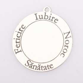 Banut din argint pentru botez Iubire Boroc Sanatate Fericire