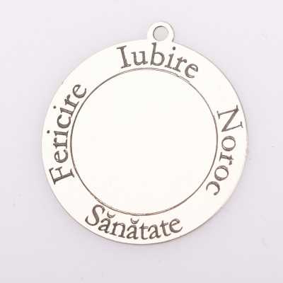 Banut din argint pentru botez Iubire Boroc Sanatate Fericire