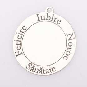 Banut din argint pentru botez Iubire Boroc Sanatate Fericire