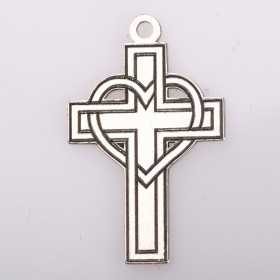 Pandant cruce cu inima 23x15mm