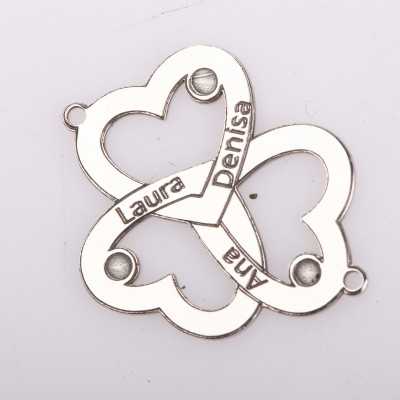 S0049 G Link din argint pentru bratara cu 3 inimioare personalizabil cu nume 23x19mm 0.5mm
