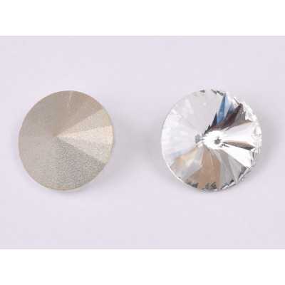 P4570-Austria Rivoli Round Stone, 14mm, Crystal Silver Foiled - 1 buc