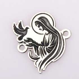 E2136 G Placuta din argint cu fecioara si porumbel 15.5x14.5mm 0.5mm