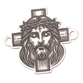 E2138 G Placuta din argint pentru bratara cu Iisus pe cruce 15.6x17.2mm 0.5mm