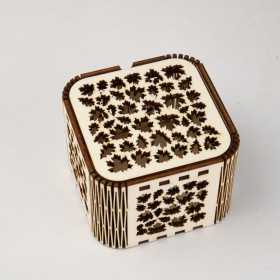 Cutiuta/caseta din lemn filigranata frunza de artar cu capac