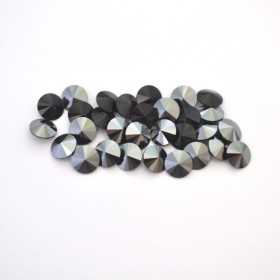 P4628-Cristal Preciosa Rivoli Maxima Jet Hematite Unfoiled SS 39 8mm