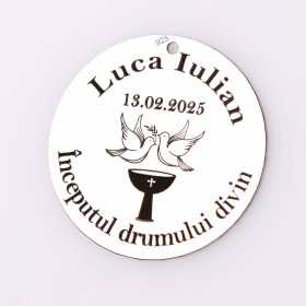 Pandant de 22mm din argint pentru botez - Începutul drumului divin