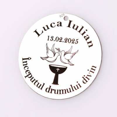 Pandant de 22mm din argint pentru botez - Începutul drumului divin