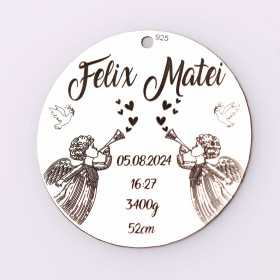 Pandant de 22mm din argint pentru botez - Anunțul îngerilor