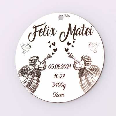 Pandant de 22mm din argint pentru botez - Anunțul îngerilor