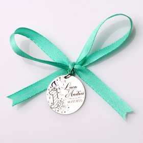 S159-G Pandant de 22mm din argint pentru botez - Lumânare 1 anișor (băiat)