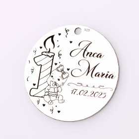 S160-G Pandant de 22mm din argint pentru botez - Lumânare 1 anișor (fată)