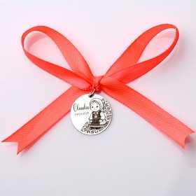 S163-G Pandant de 22mm din argint pentru botez - Port traditional (fată)