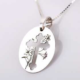 E2149 G - Colier din argint "Crin" cu decupaj cruce
