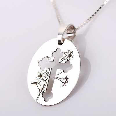 E2149 G - Colier din argint "Crin" cu decupaj cruce